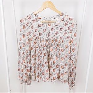 Floreat Patterned Swing Beaded Blouse